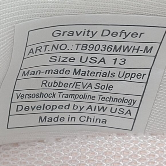 Gdefy Gravity Defyer Men's White Athletic Shoes TB9036MWH-M US Size 13 - Picture 11 of 11